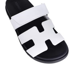 Hermes Chypre White Calfskin Sandal 37 / 7 New w/ Box
