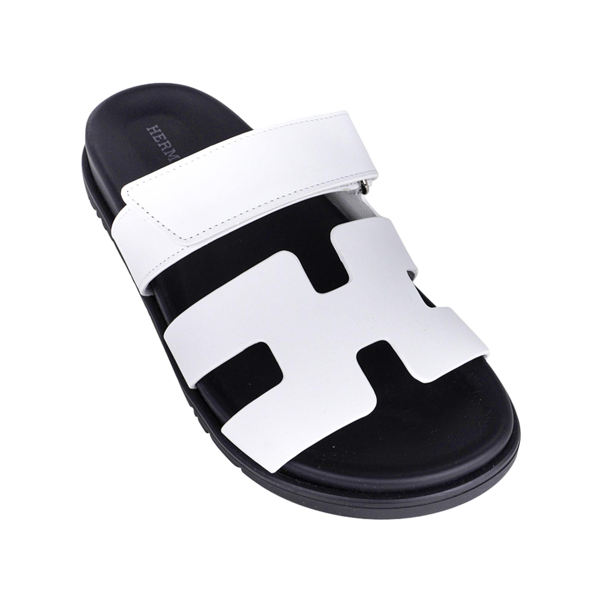 Hermes Chypre White Calfskin Sandal 37.5 / 7.5 3