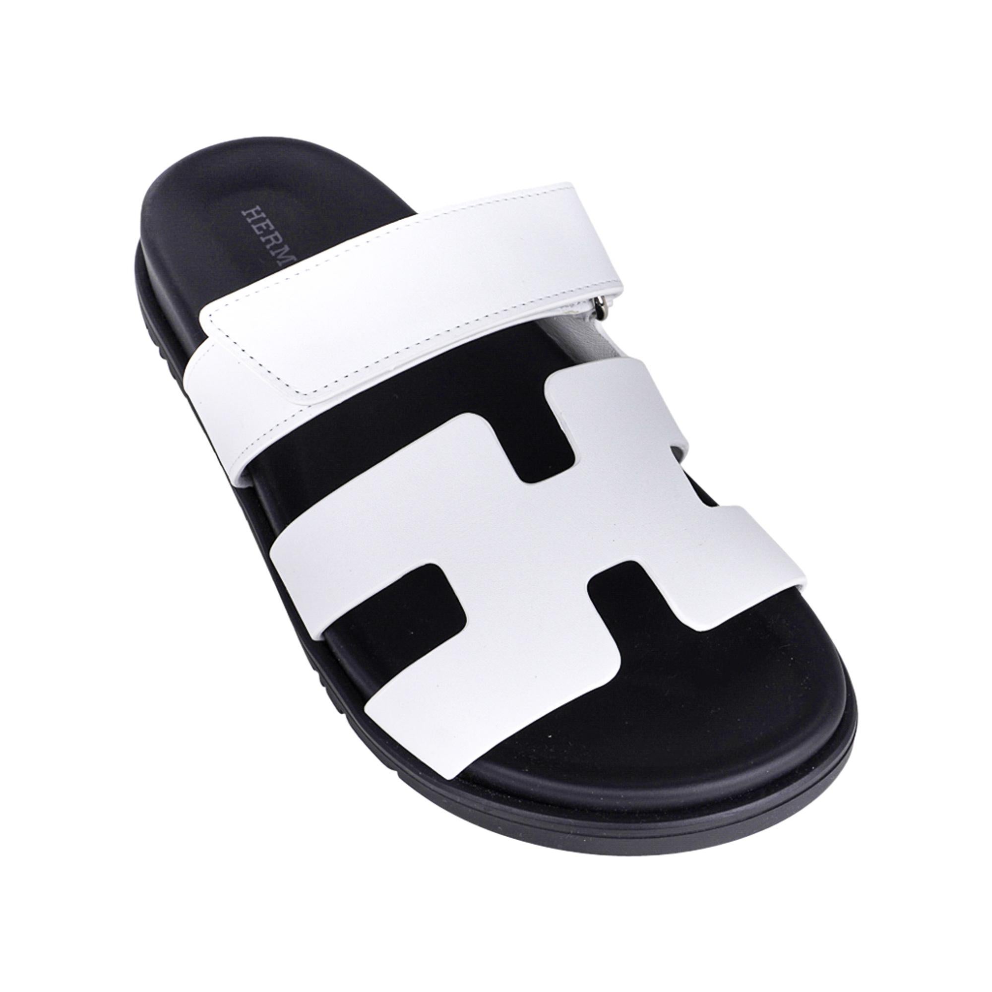 Women's Hermes Chypre White Calfskin Sandal 40.5 / 10.5
