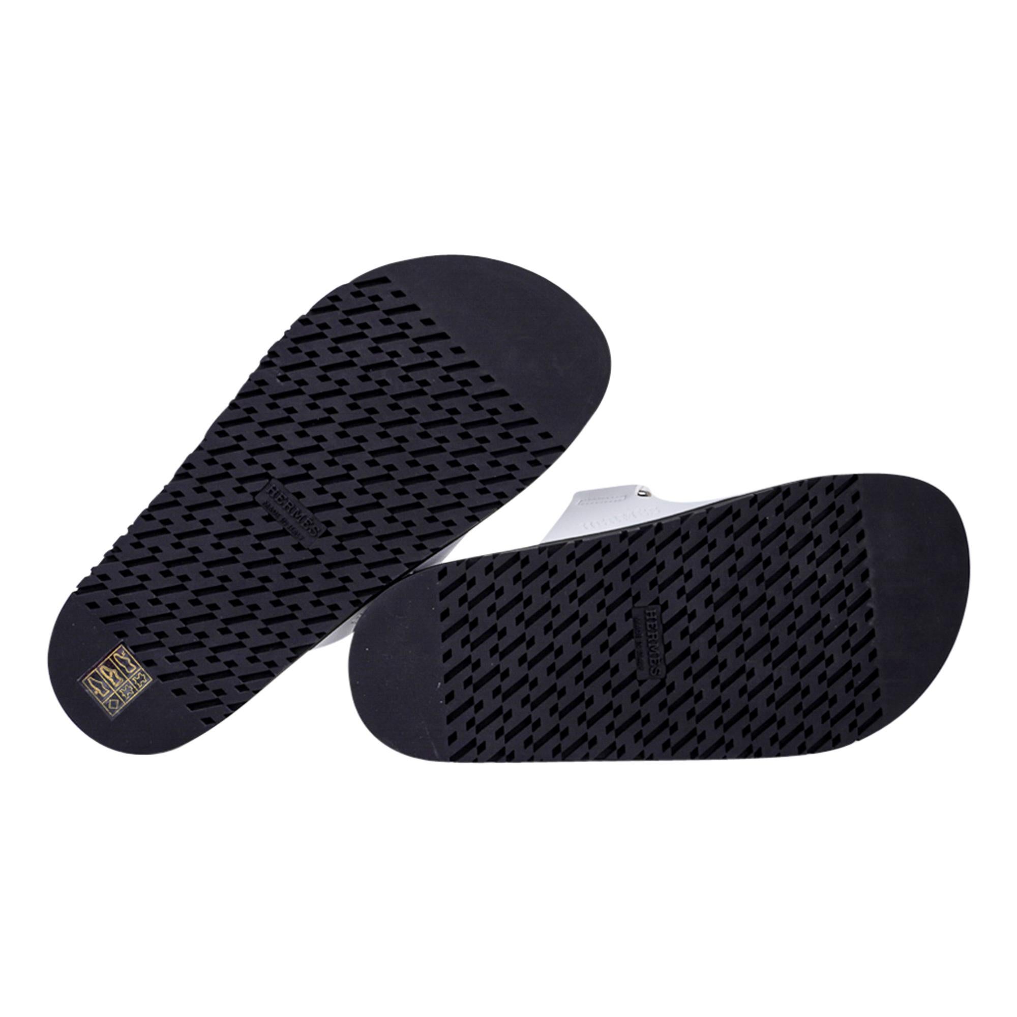 Hermes Chypre White Calfskin Sandal 40.5 / 10.5 2