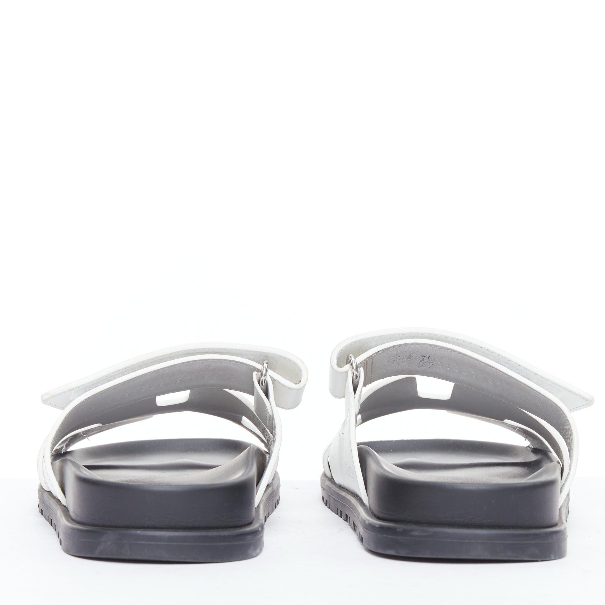 Women's HERMES Chypre white leather H black techno sandals EU37