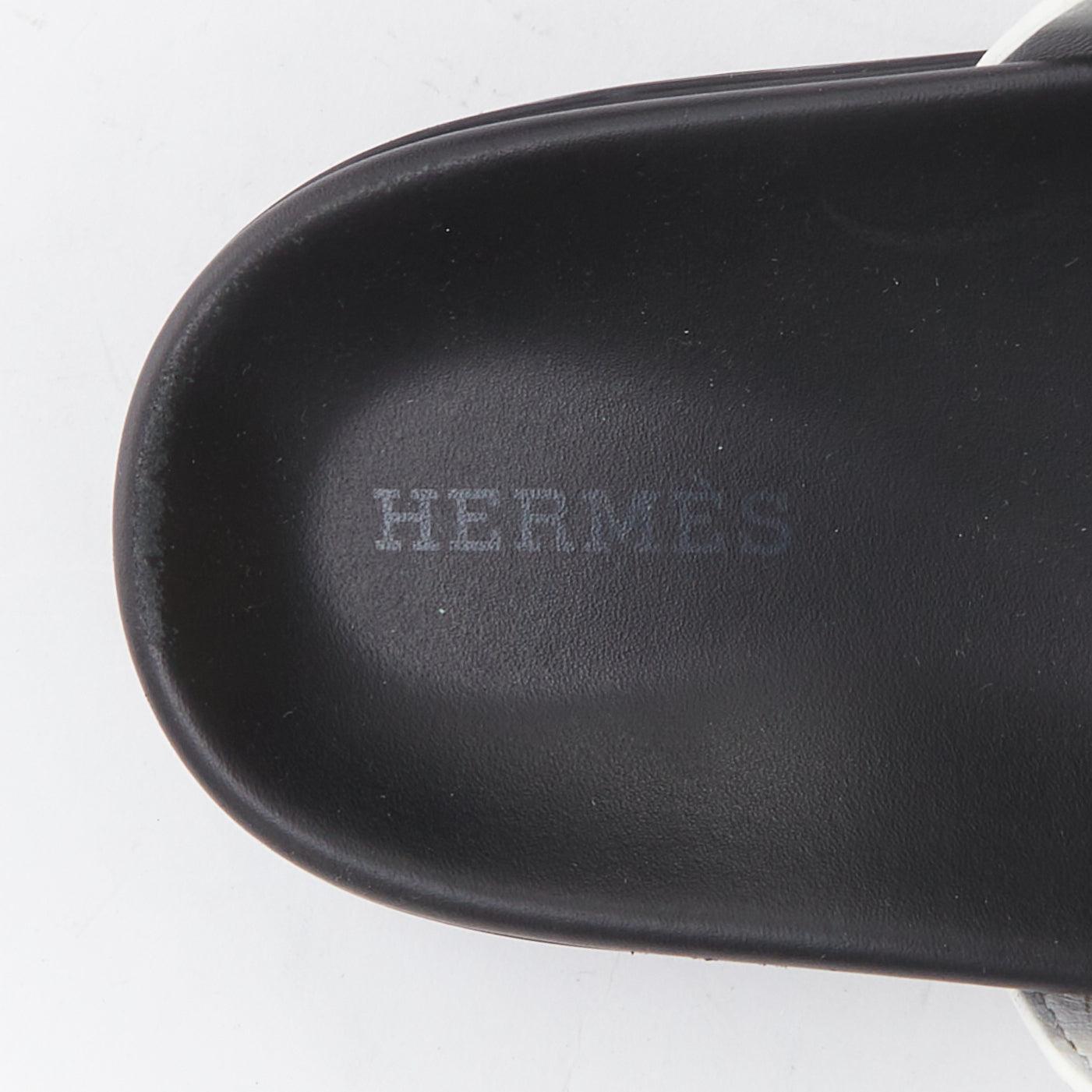 HERMES Chypre white leather H black techno sandals EU37 4
