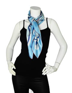 Hermes Ciel/ Blue Glacier/ Bordeaux “Paperoles” 90cm Silk Scarf