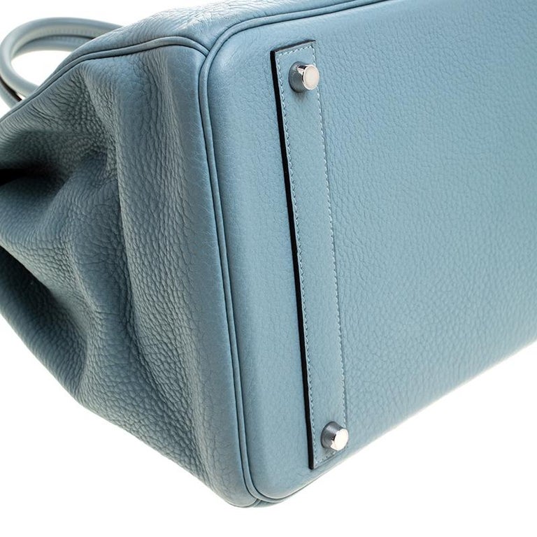 Hermes Ciel Clemence Leather Palladium Hardware Birkin 40 Bag For Sale ...