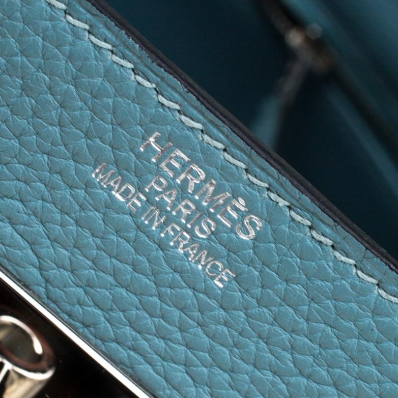 Women's Hermes Ciel Clemence Leather Palladium Hardware Shoulder Birkin 42 Bag