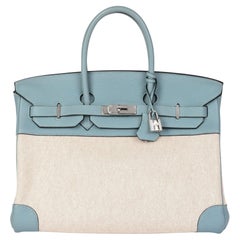 Blue Sapphire Ghillies 35cm Swift Criss Cross Toile Birkin