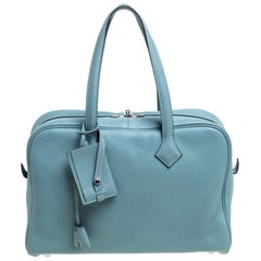 Used Hermes Ciel Togo Victoria II Fourre Tout 35 Bag