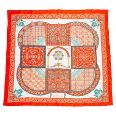 Hermès Ciels Byzantines Coral Silk Scarf
