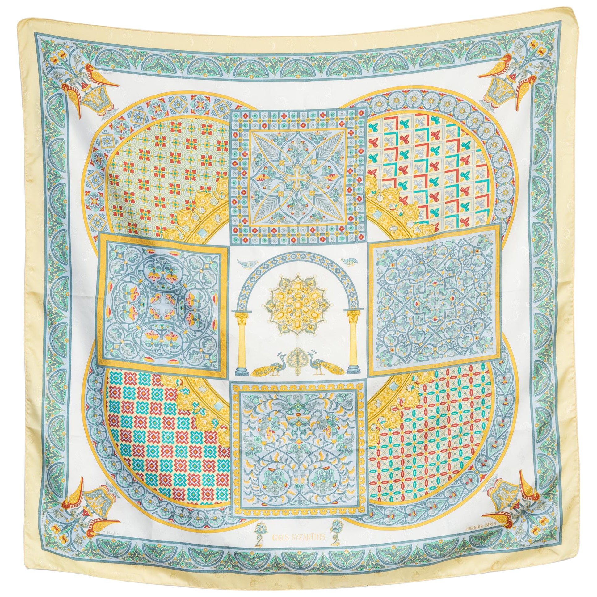 Byzantiner Seidenschal von J.Abadie mit Zellen von Hermès