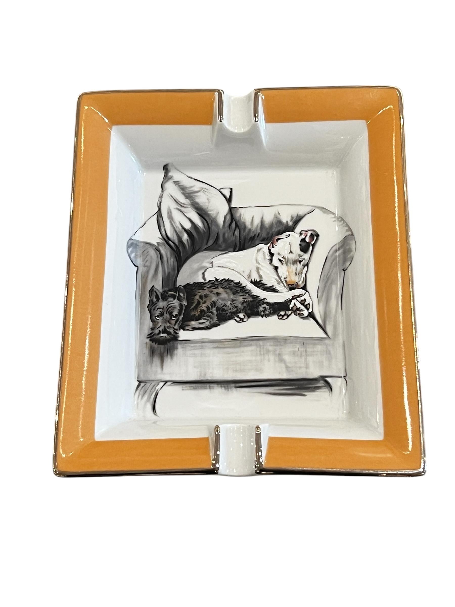 Hermès Cigar Ashtray Change Tray 2 Dogs by Cecil Aldin in Porcelain 5