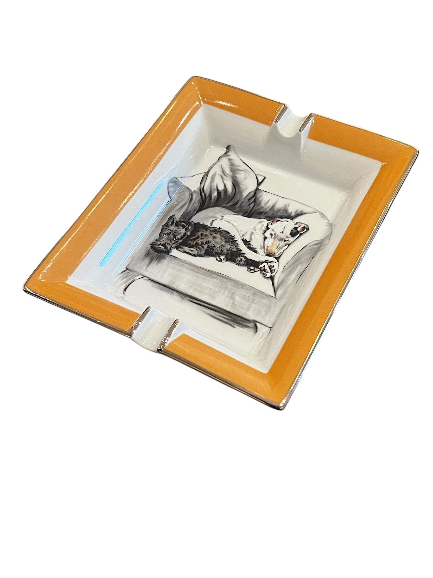 Hermès Cigar Ashtray Change Tray 2 Dogs by Cecil Aldin in Porcelain 2