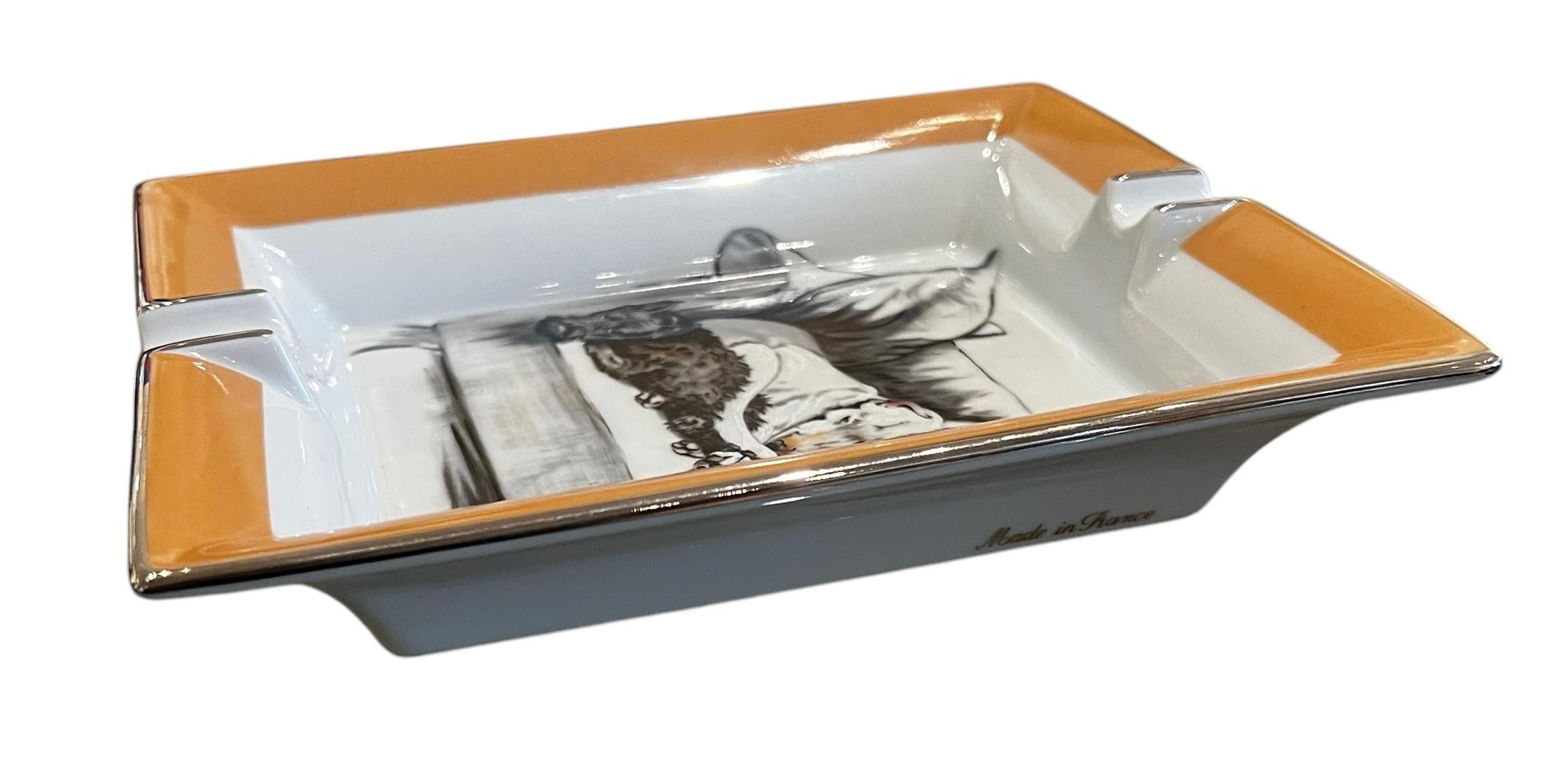 Hermès Cigar Ashtray Change Tray 2 Dogs by Cecil Aldin in Porcelain 4