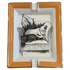Hermès Cigar Ashtray Change Tray 2 Dogs by Cecil Aldin in Porcelain