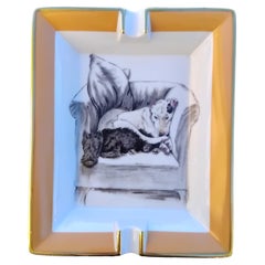 Hermès Cigar Ashtray Change Tray 2 Dogs by Cecil Aldin in Porcelain