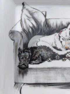 Hermès Zigarren-Aschenbecher Wechseltablett 2 Hunde von Cecil Aldin Porzellan