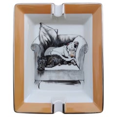 Hermès Cigar Ashtray Change Tray 2 Dogs by Cecil Aldin Porcelain
