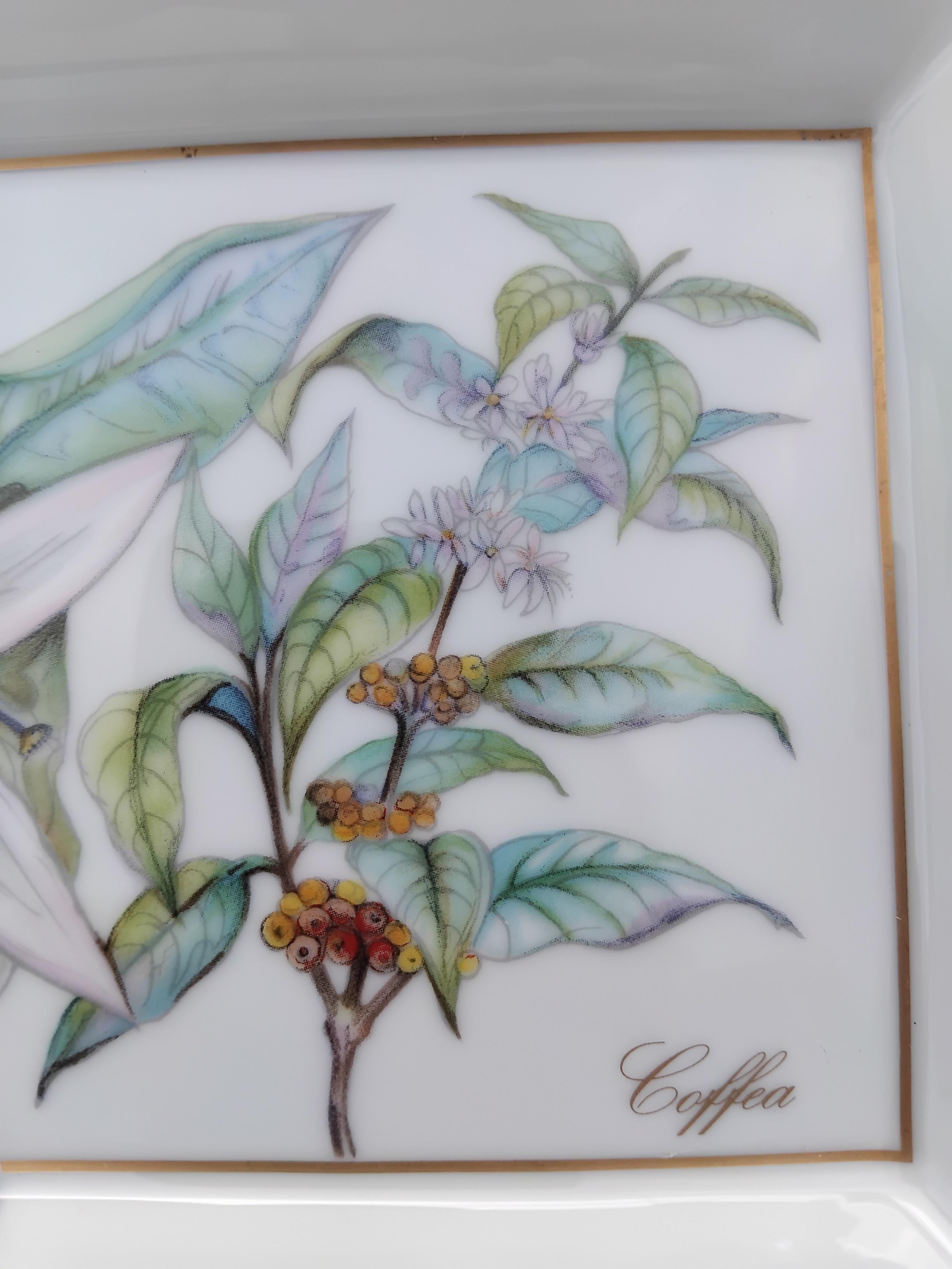 Hermès Portacenere Vassoio Cambio Coffea Caffè Stampa in Porcellana in vendita 1