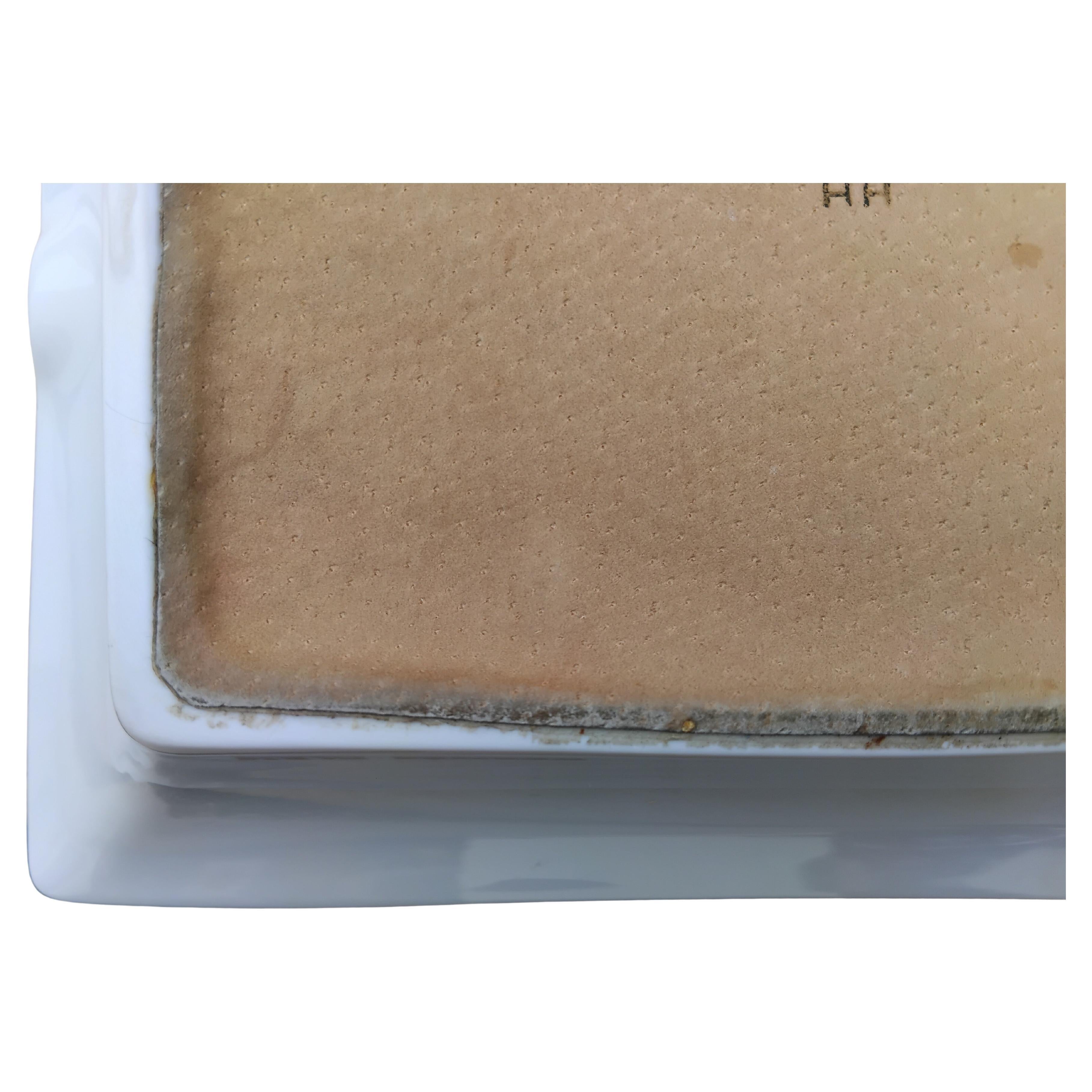 Hermès Zigarren-Aschenbecher Wechselgeld Tablett Foxterrier Hund Porzellan für Damen oder Herren im Angebot