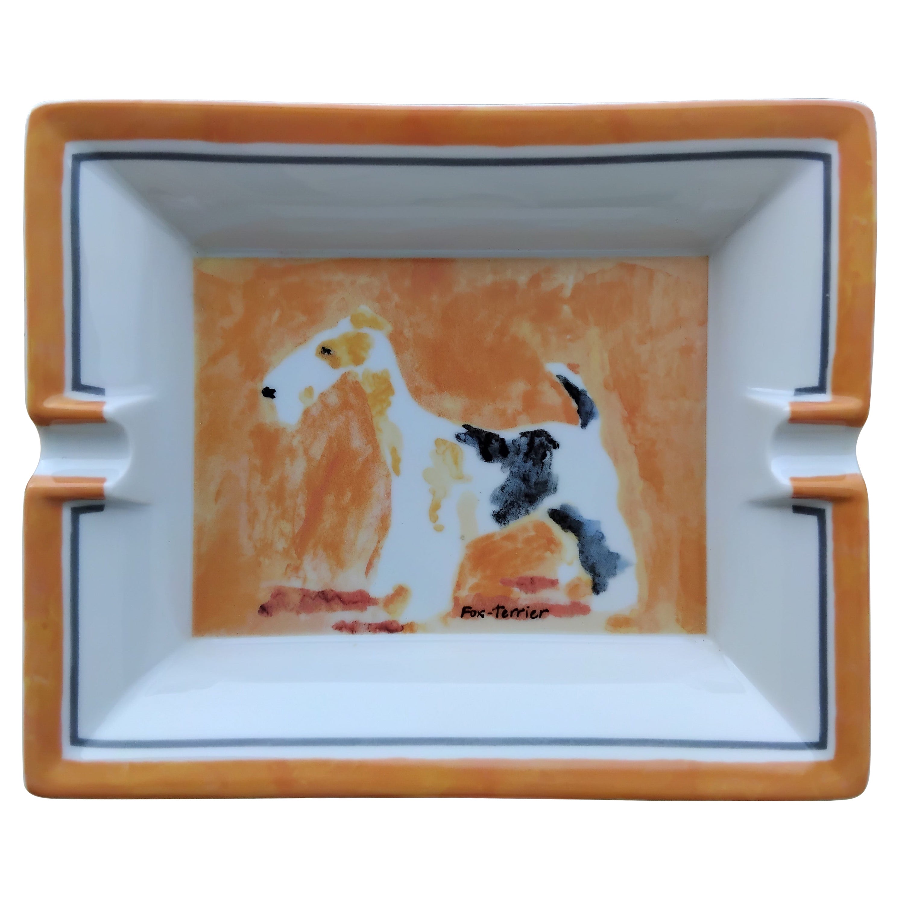 Portacenere Hermès Vassoio per il cambio del sigaro Cane Fox Terrier Porcellana