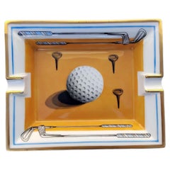 Hermès Zigarren-Aschenbecher ändern Tablett Golf Thema Porzellan Gold