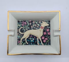Hermès Cigar Ashtray Change Tray Greyhound Dog Levrier Print in Porcelain