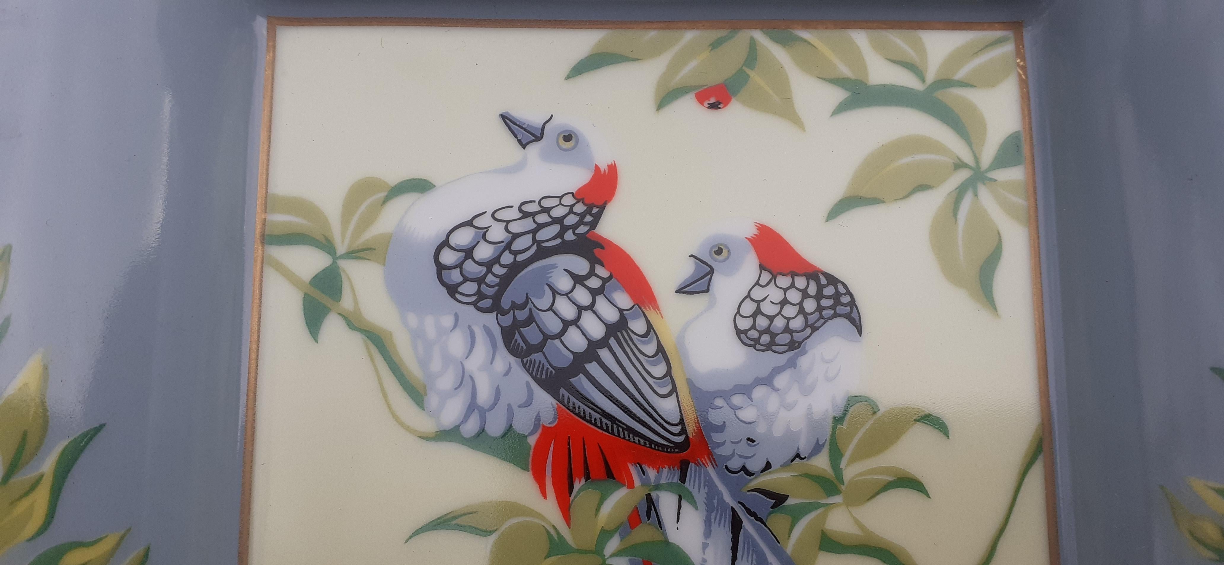 Women's or Men's Hermès Cigar Ashtray Change Tray Island Birds Print in Porcelain For Sale
