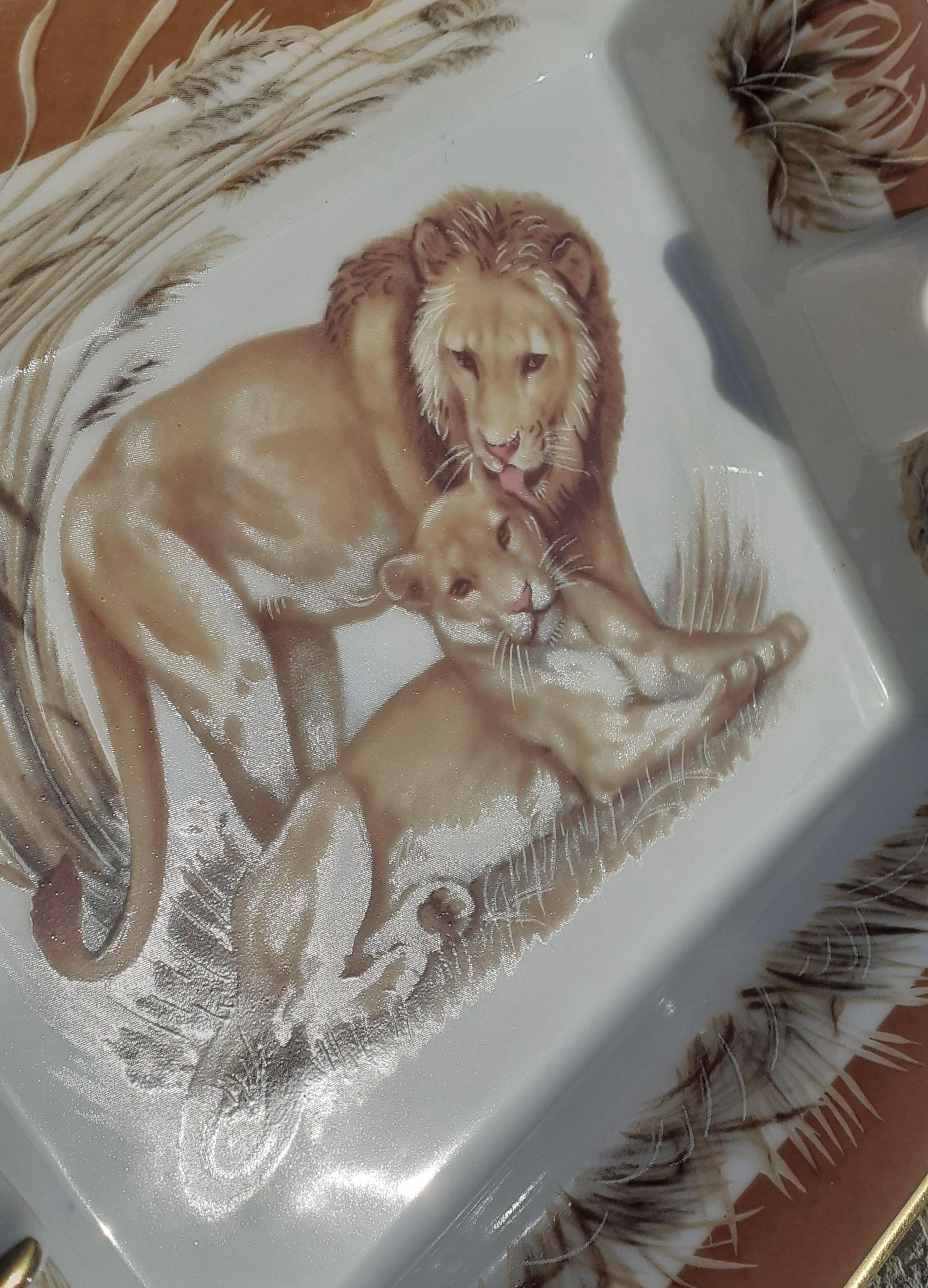 Hermès Cigar Ashtray Change Tray Lion and Lioness Kenya Africa R Dallet For Sale 2