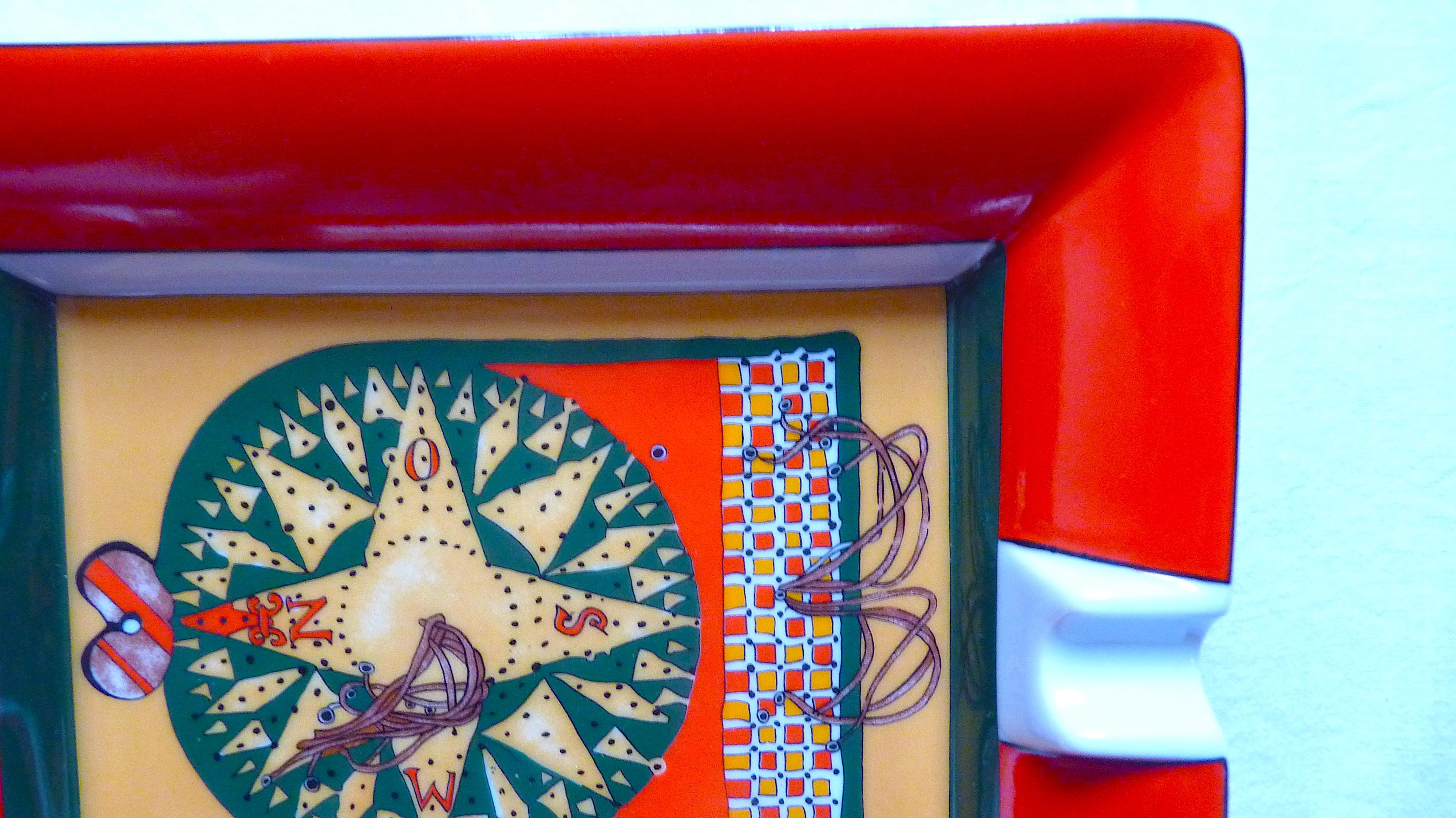 Hermes Zigarren Aschenbecher ändern Tablett Rot Kompass Perfekter Zustand im Angebot 2