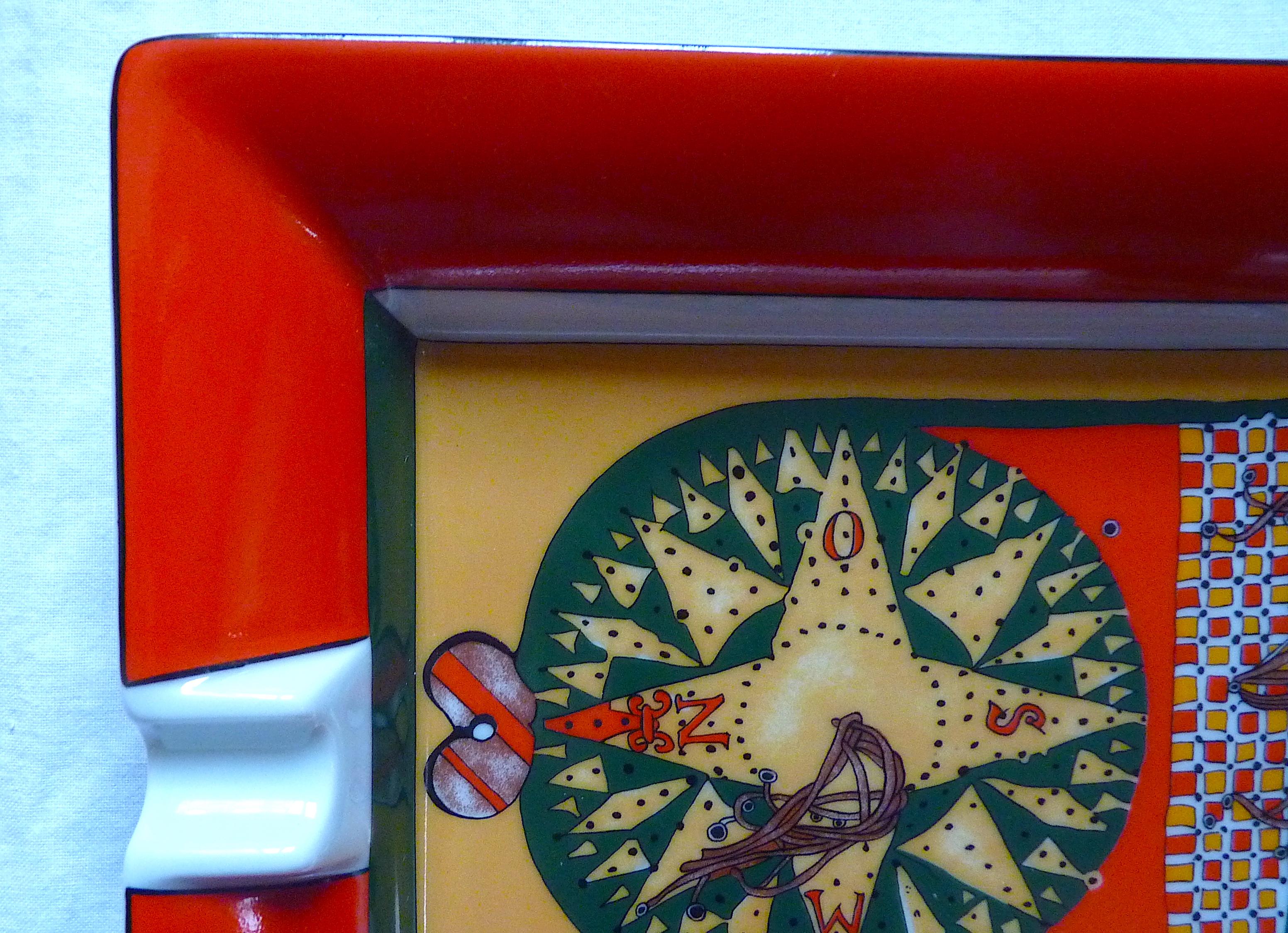 Hermes Zigarren Aschenbecher ändern Tablett Rot Kompass Perfekter Zustand im Angebot 3