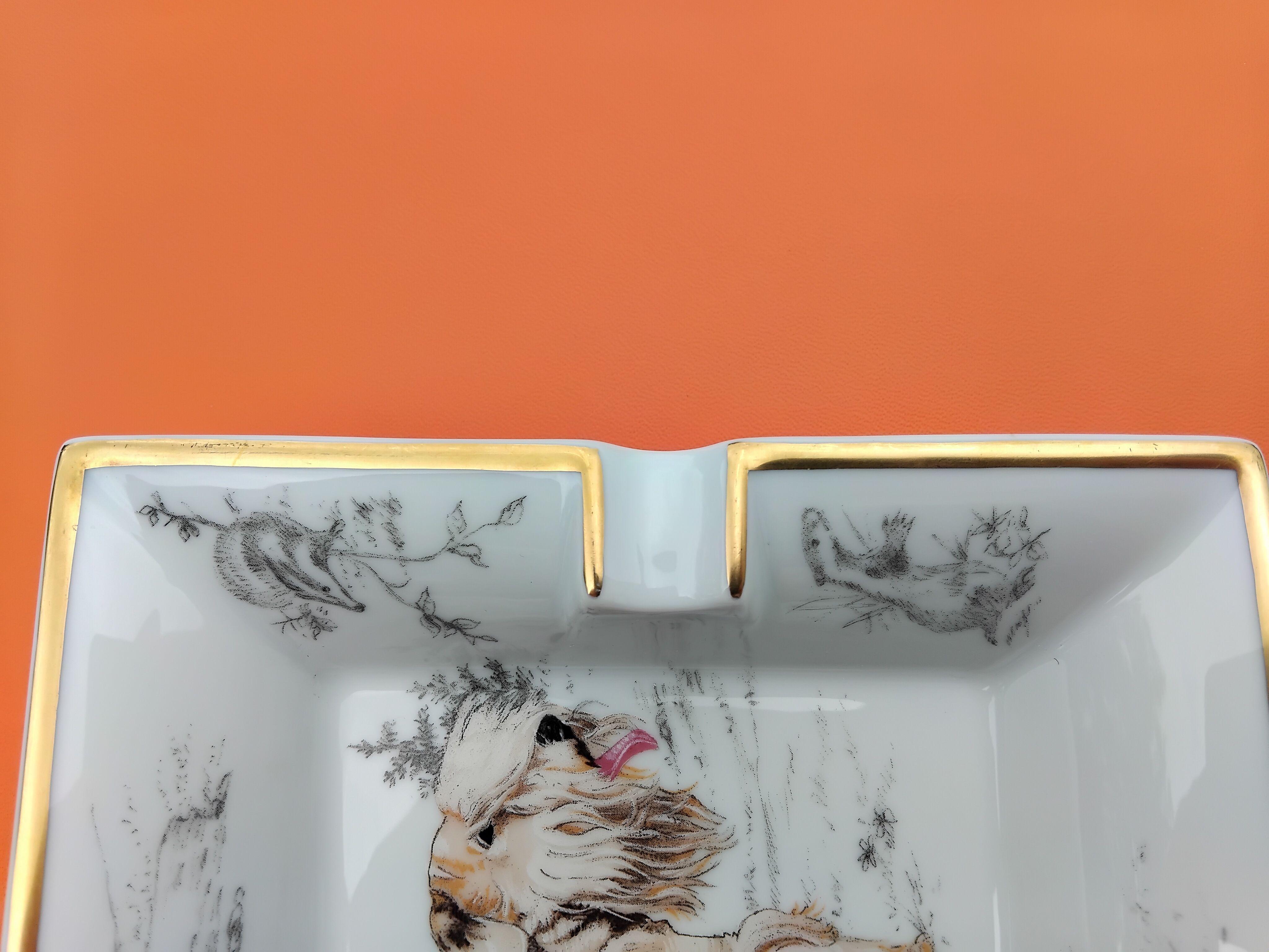 Posacenere Hermès Vassoio Portaoggetti Sealyham Terrier Porcellana Oro 8