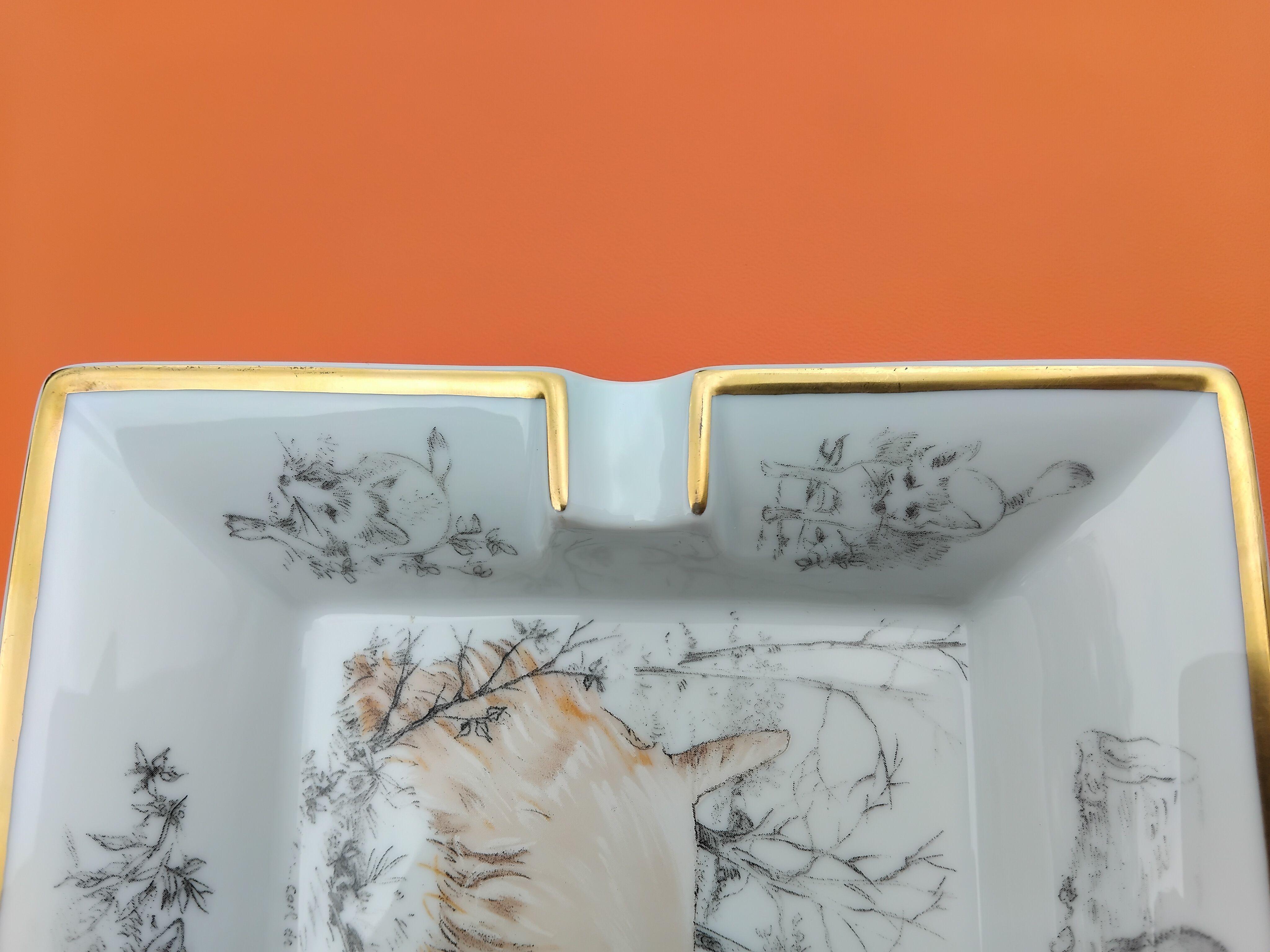 Posacenere Hermès Vassoio Portaoggetti Sealyham Terrier Porcellana Oro 9