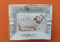 Hermès Cigar Ashtray Change Tray Sealyham Terrier Porcelain Gold