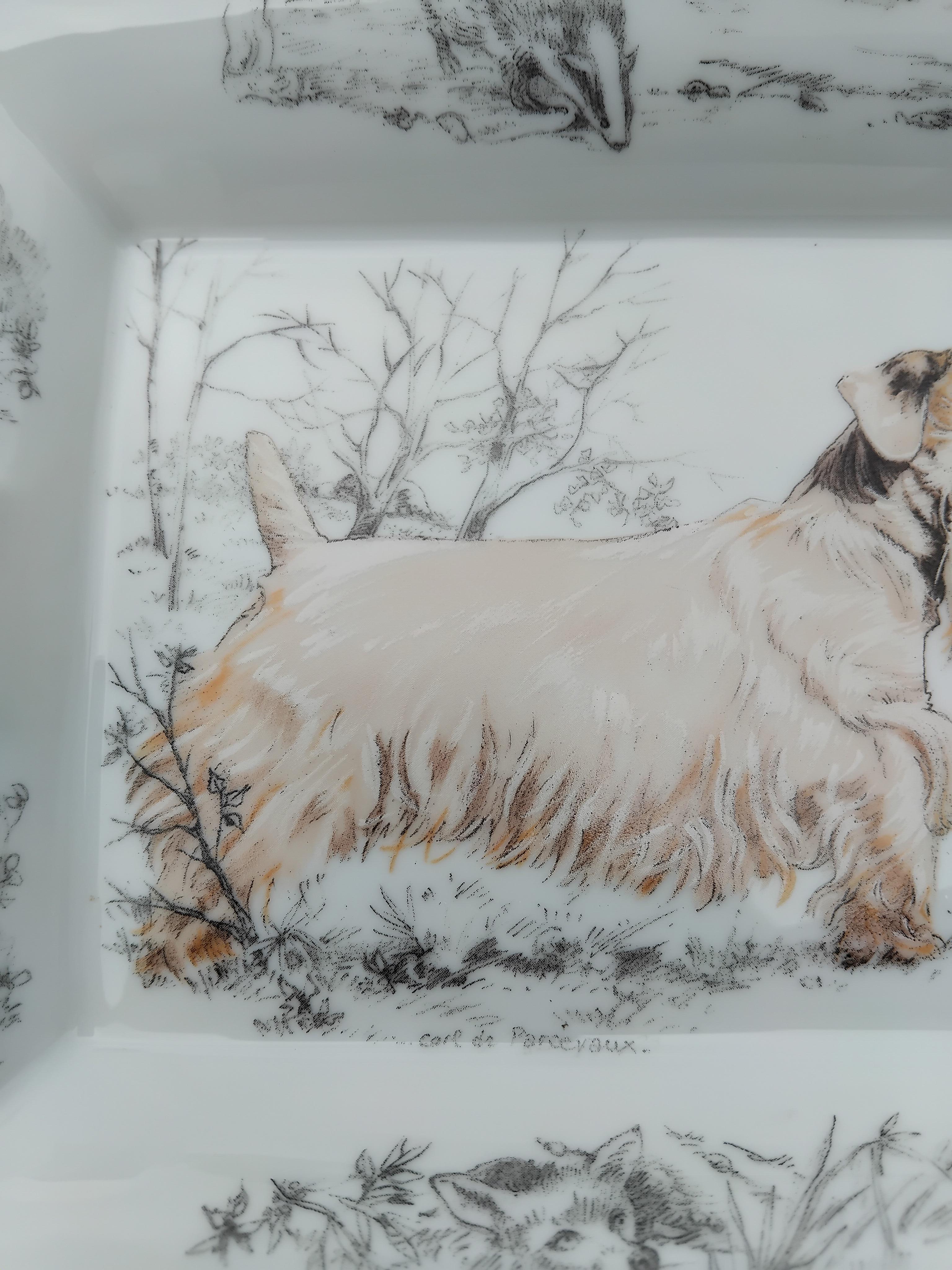 da uomo o donna Posacenere Hermès Vassoio Portaoggetti Sealyham Terrier Porcellana Oro