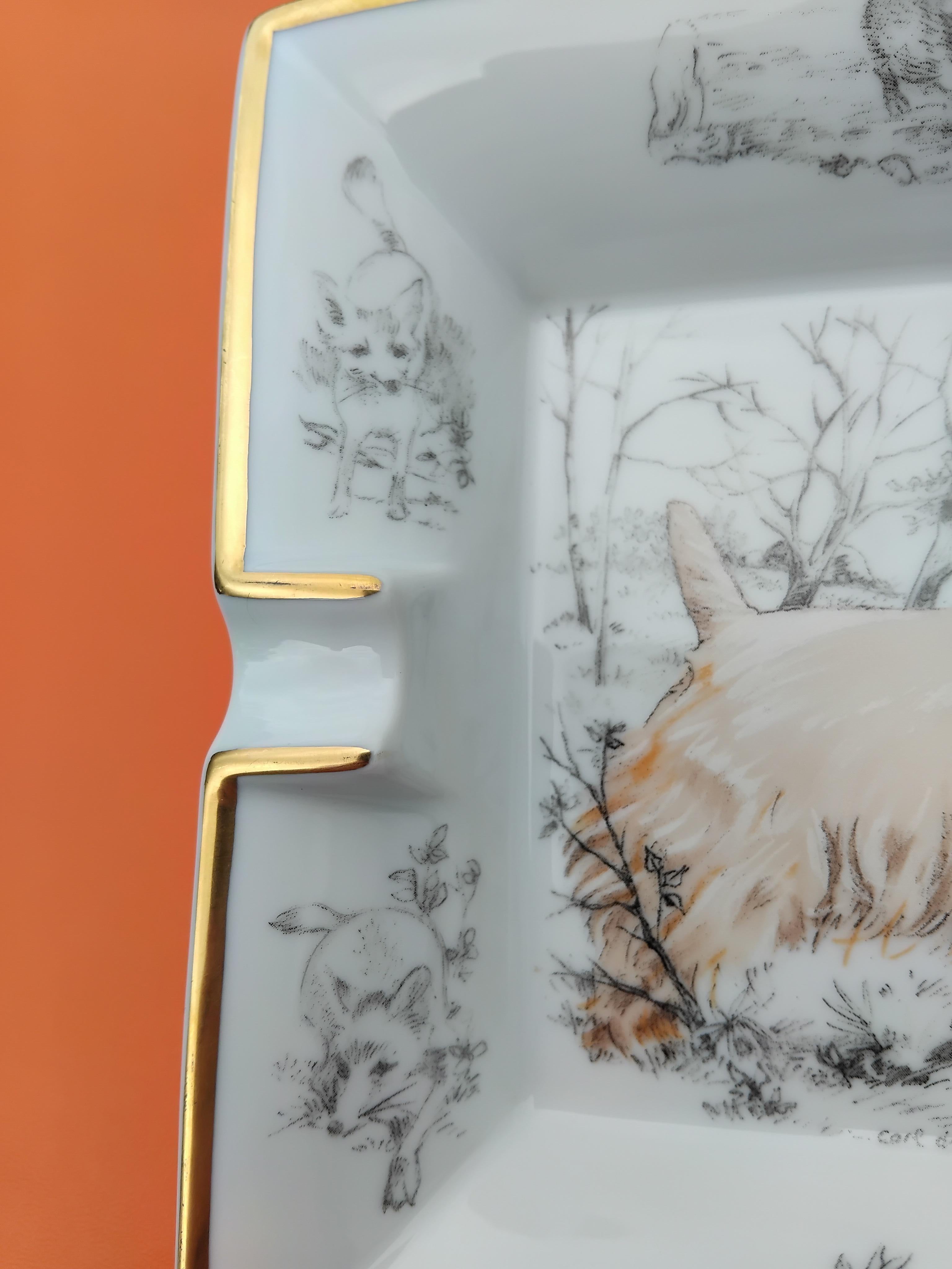 Posacenere Hermès Vassoio Portaoggetti Sealyham Terrier Porcellana Oro 2