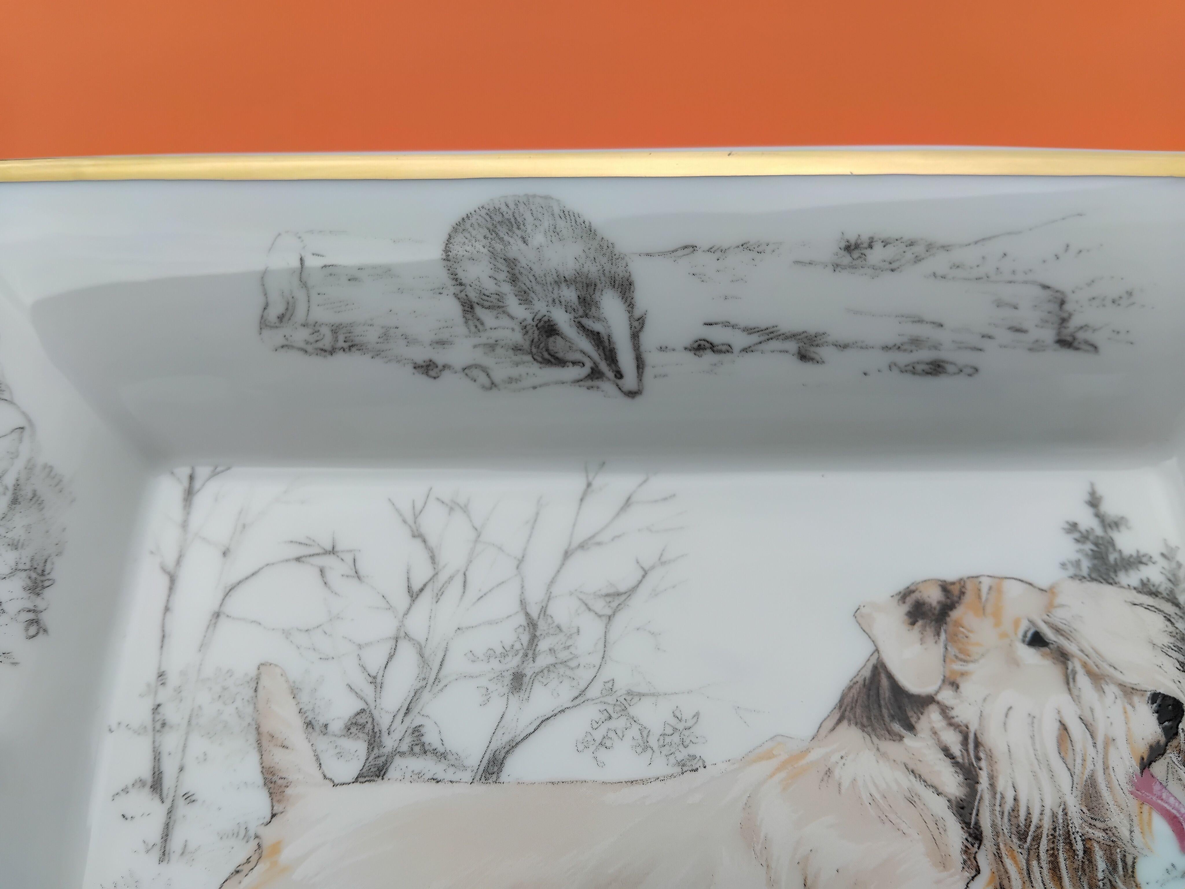 Posacenere Hermès Vassoio Portaoggetti Sealyham Terrier Porcellana Oro 4