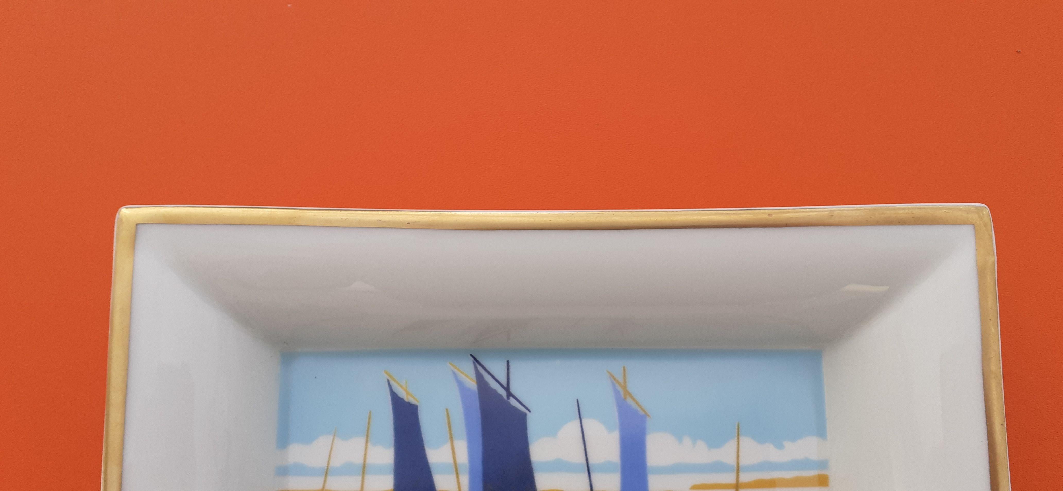 Hermès Cigar Ashtray Change Tray Small Boats Sailing Ships Print in Porcelain 1