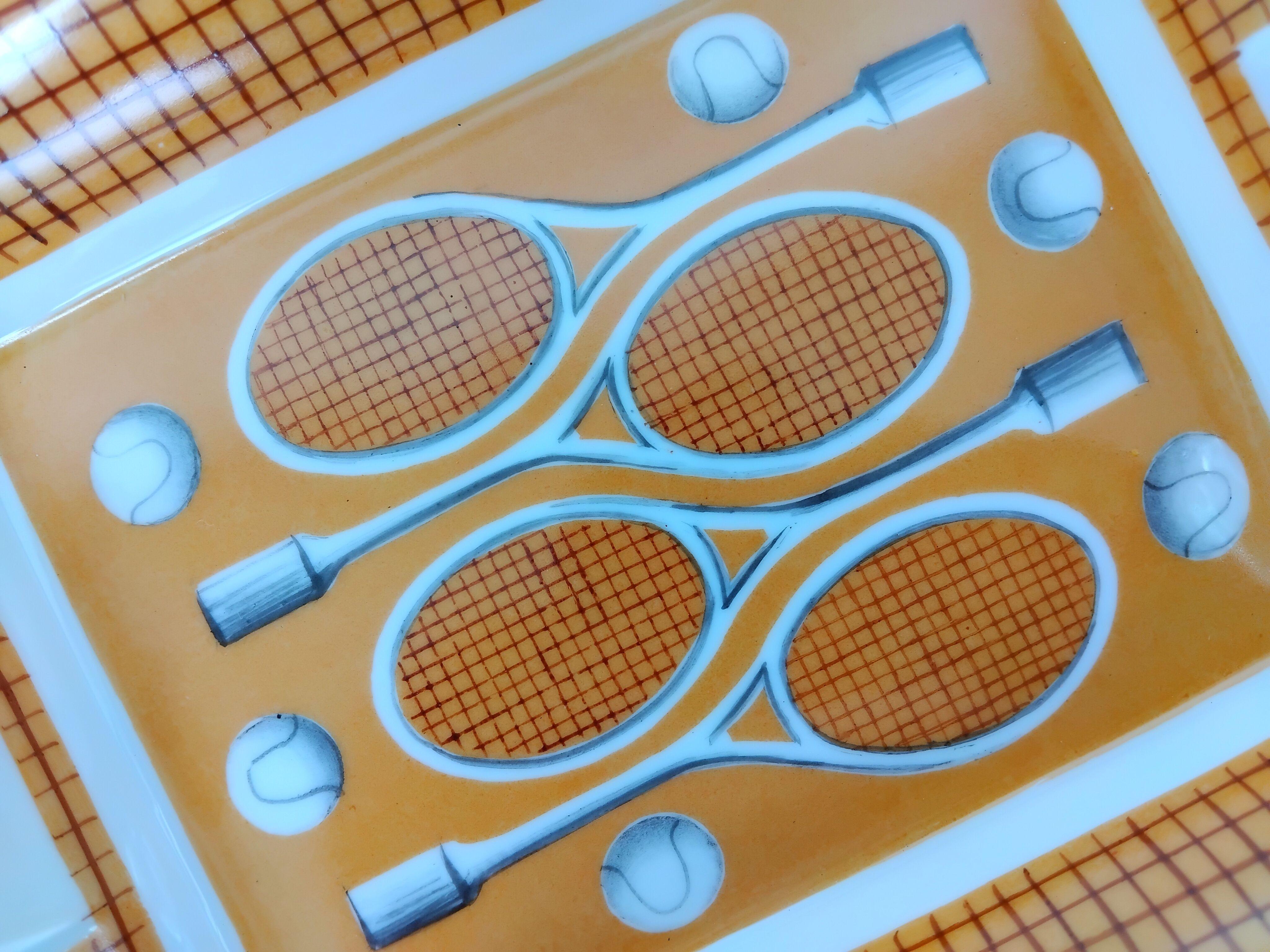Hermès Cigar Ashtray Change Tray Tennis Porcelain Gold 7