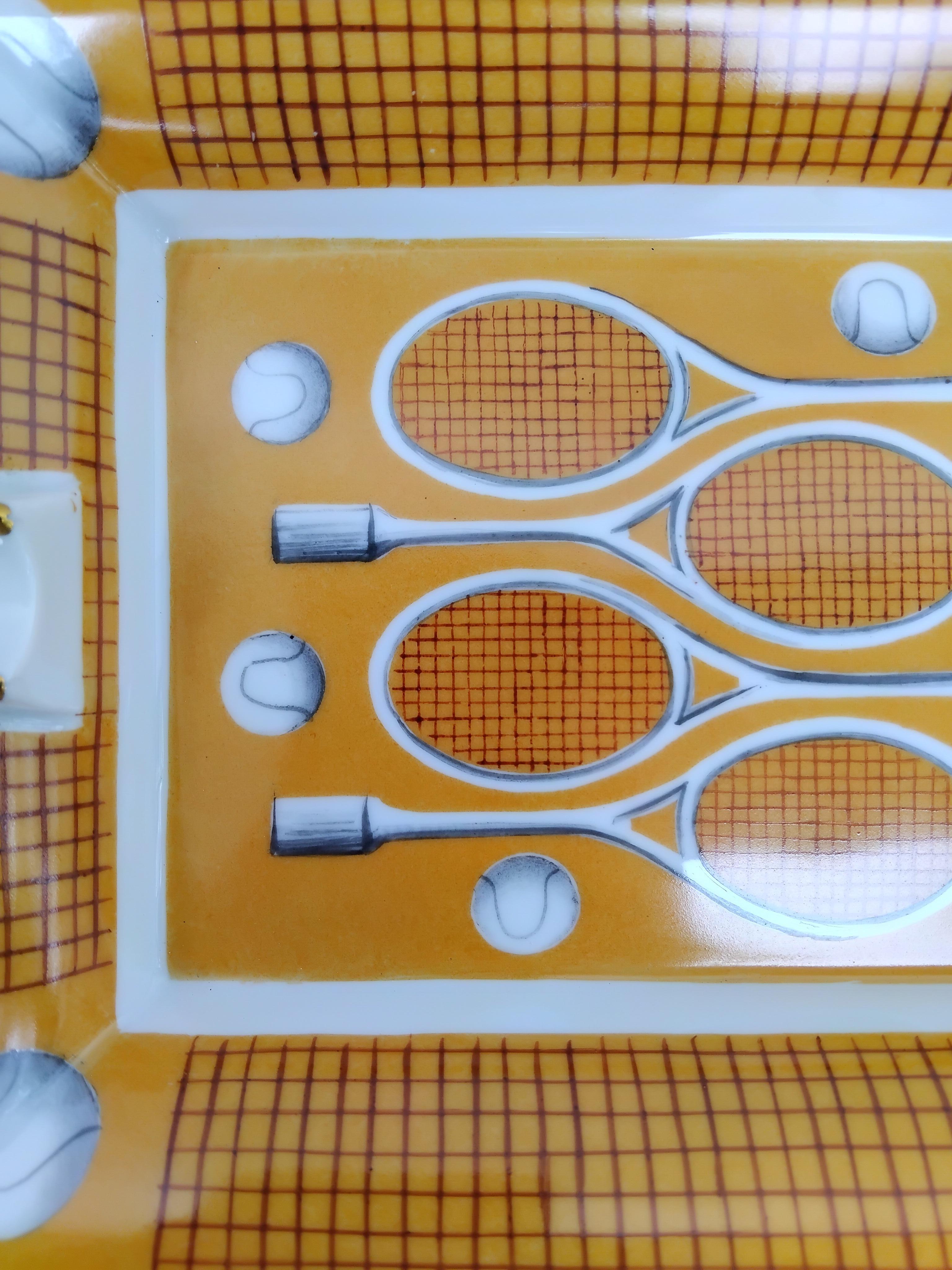 Hermès Cigar Ashtray Change Tray Tennis Porcelain Gold In Good Condition In Corcoué Sur Logne, Loire-Atlantique