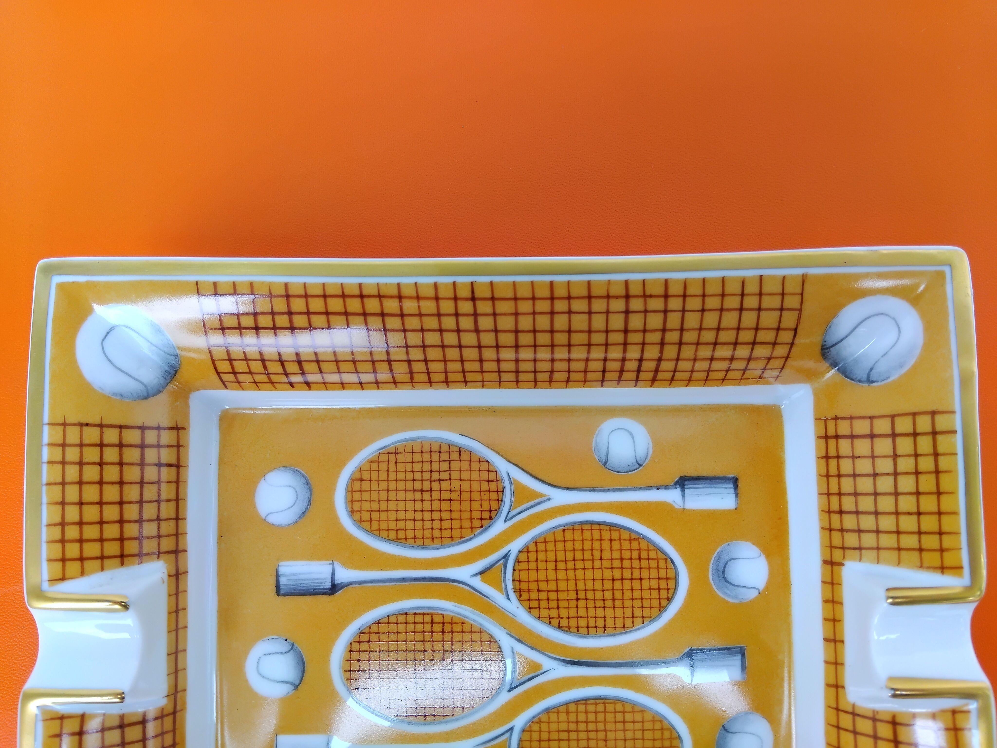 Hermès Cigar Ashtray Change Tray Tennis Porcelain Gold 2