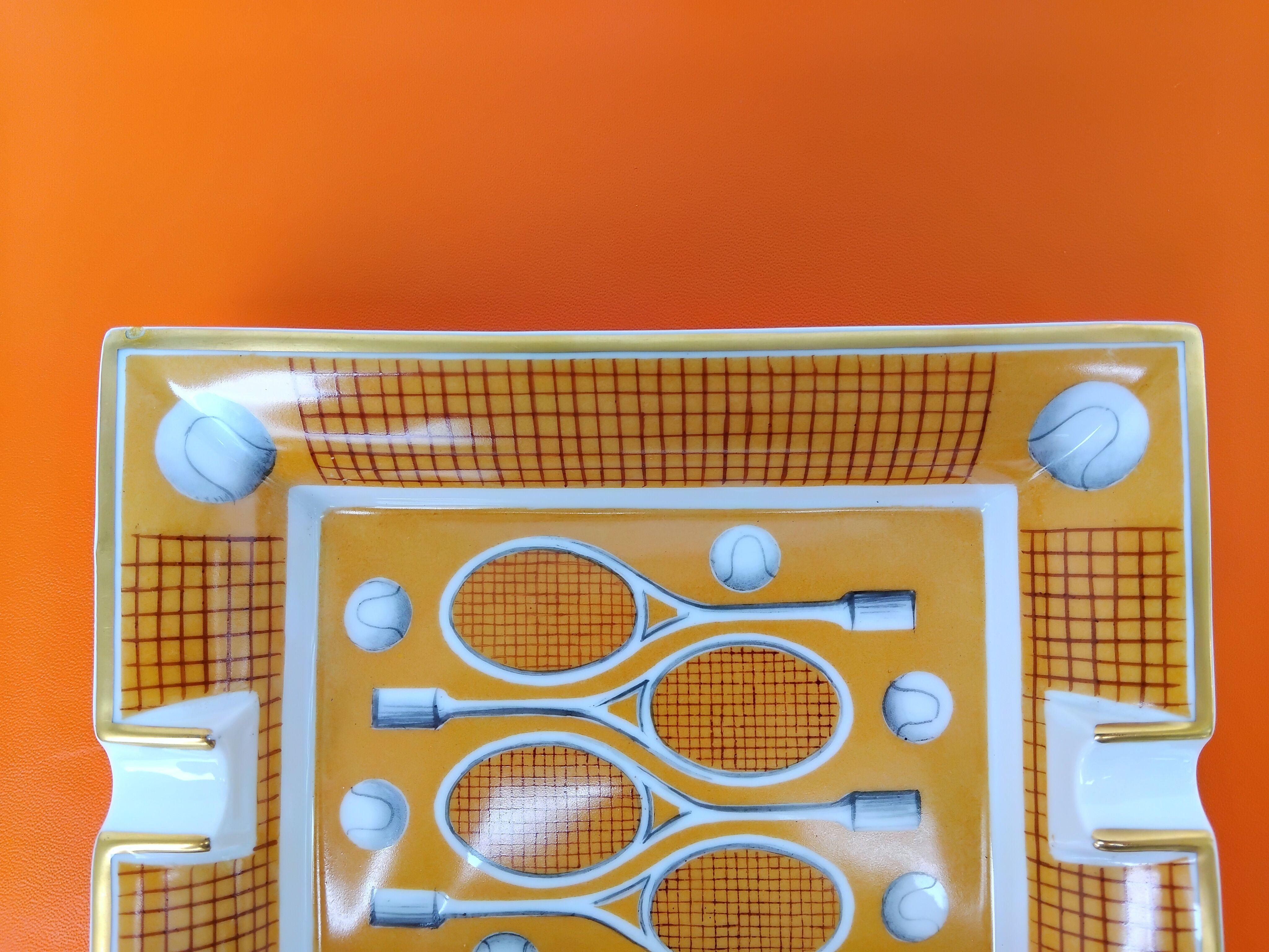 Hermès Cigar Ashtray Change Tray Tennis Porcelain Gold 3