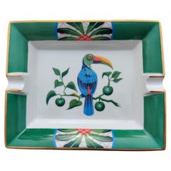 Used Hermès Cigar Ashtray Change Tray Toucan Bird in Porcelain 