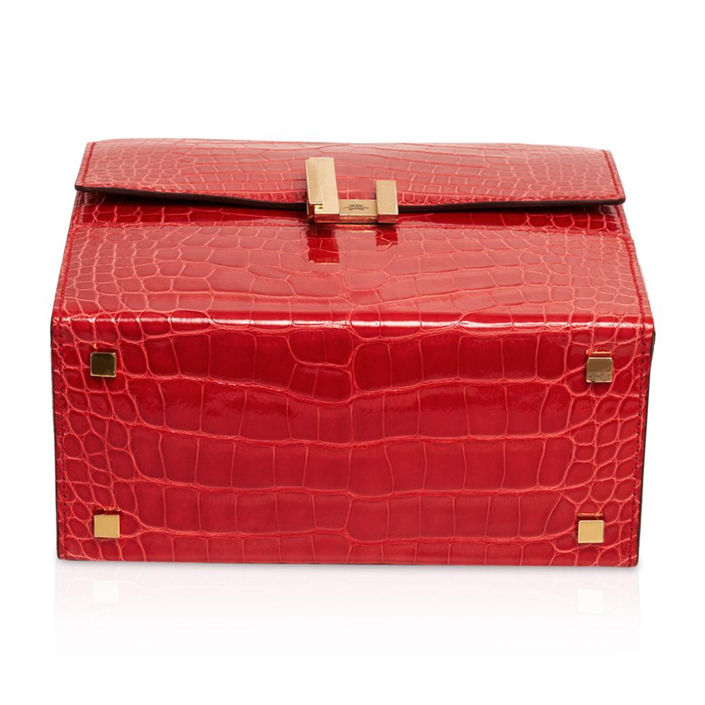 Hermes Cinhetic Bag Rouge de Coeur Shiny Alligator Permabrass Hardware New w/Bo  7