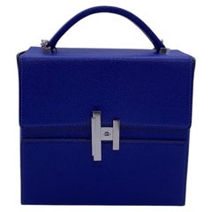 HERMES Cinhetic Box Bag Bleu Brighton Chevre Leather PHW Stamp A