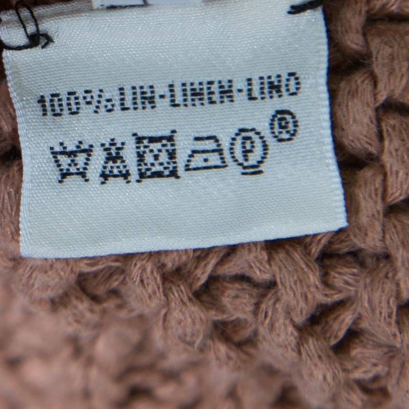 Women's Hermes Cinnamon Brown Chunky Open Knit Linen Batwing Sleeve Sweater L