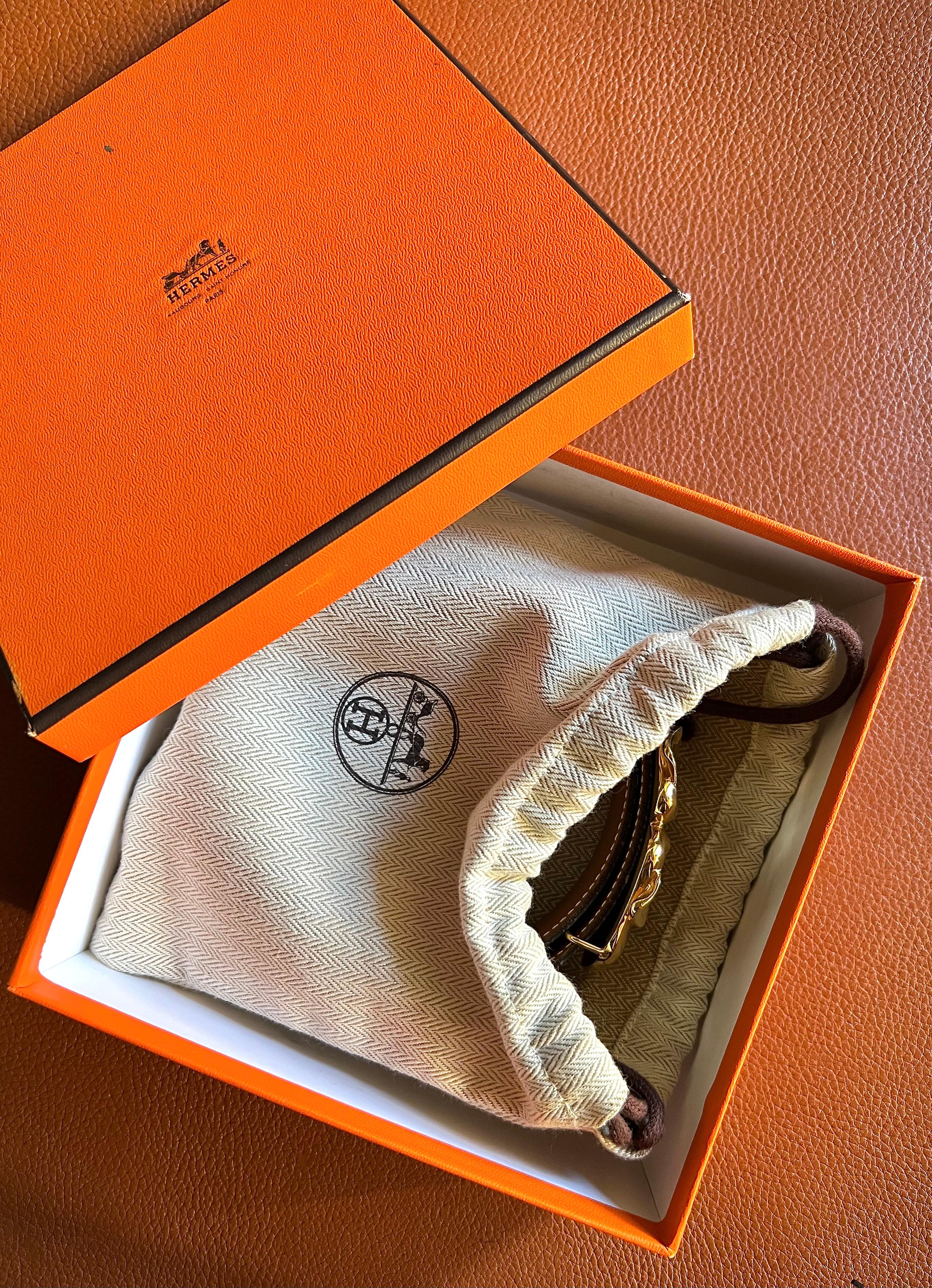 HERMÈS - Limited Edition belt with gold plated bronze Elephants buckle! For Sale 6