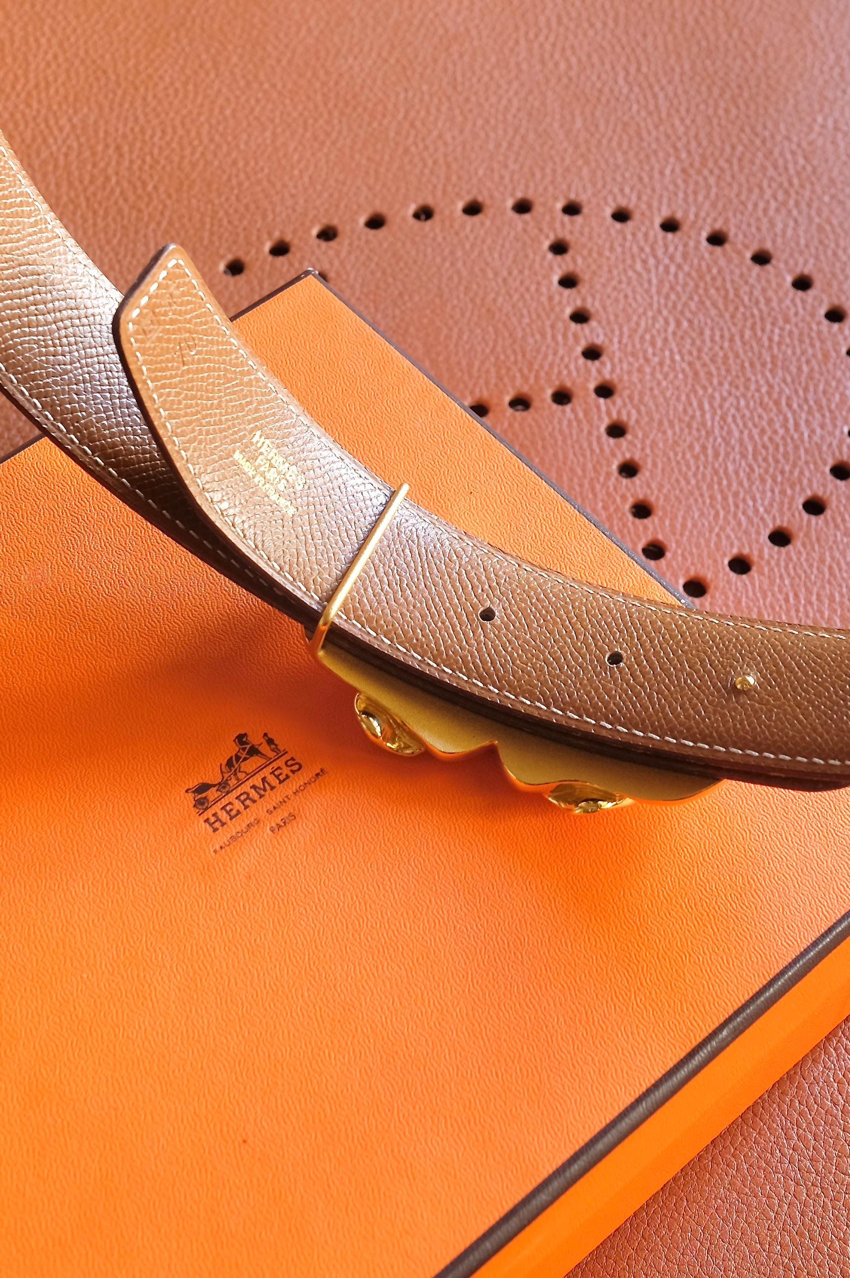 Black HERMÈS - Limited Edition belt with gold plated bronze Elephants buckle! For Sale
