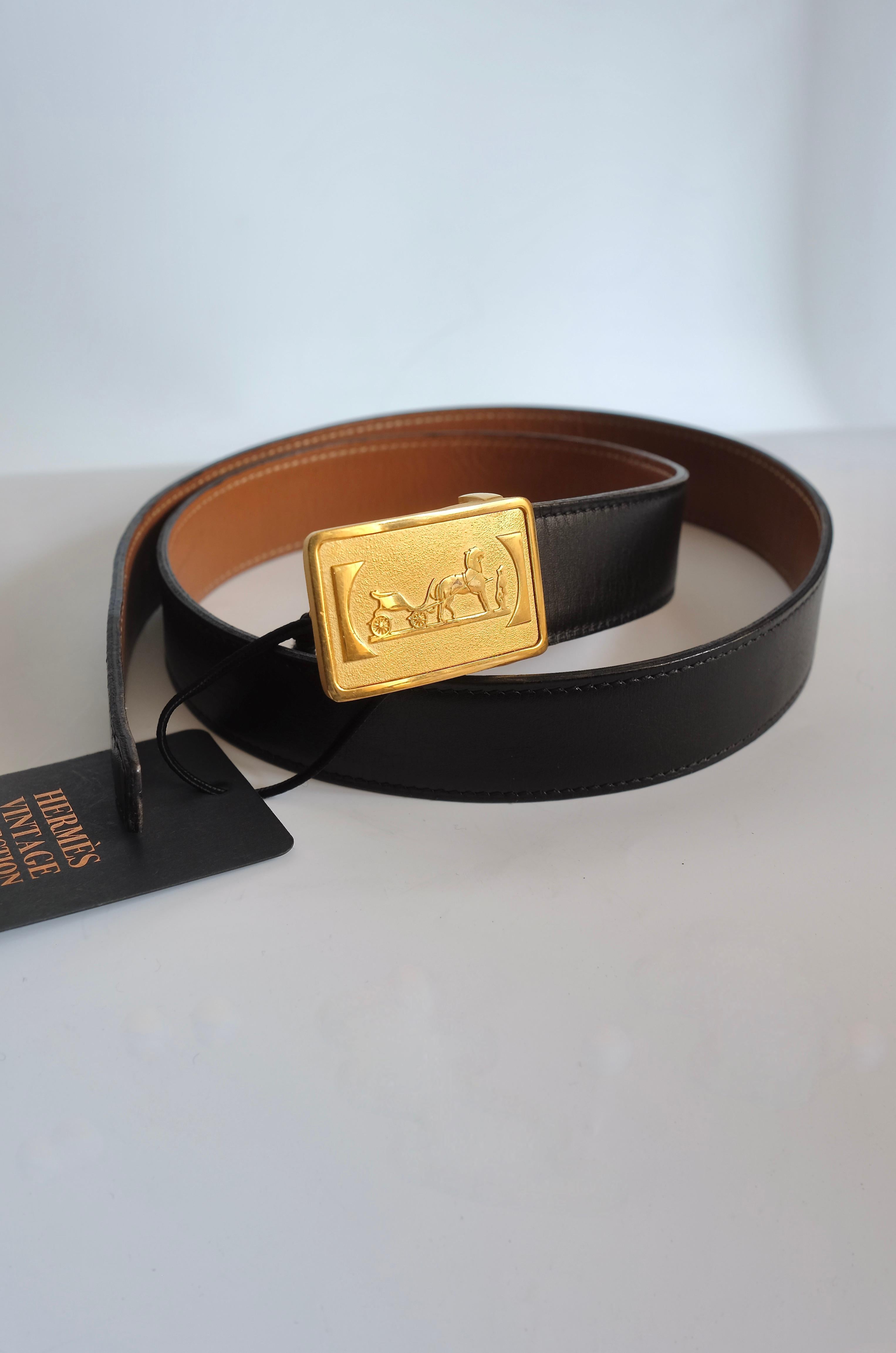 HERMÈS - Cintura in pelle vintage Unisexe en vente