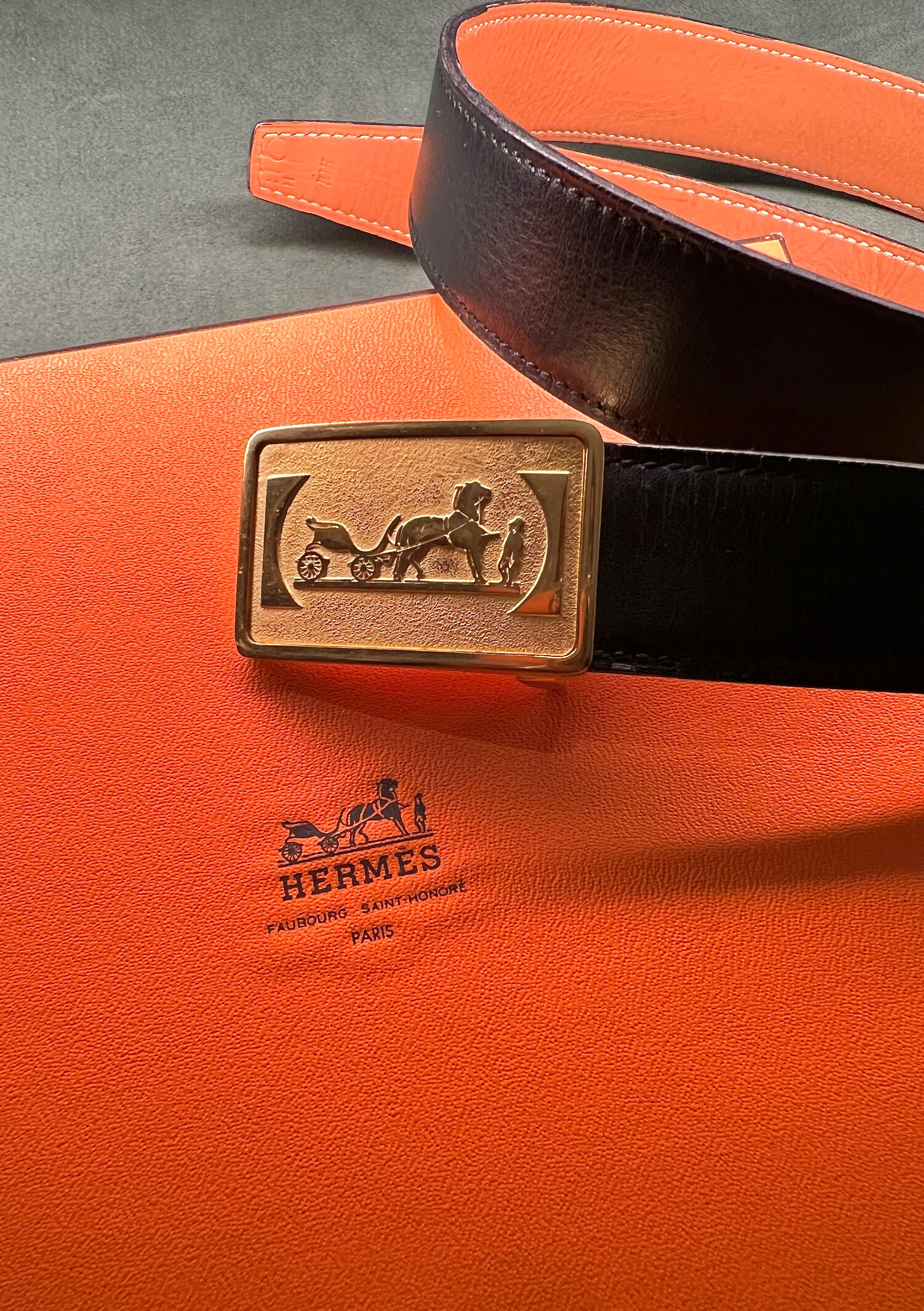 HERMÈS - Cintura in pelle vintage en vente 1