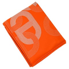 Hermes Circuit 24 Blanket Orange / Blanc Marino Wool New