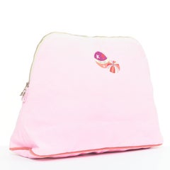HERMES Circus Bolide Case in Pale Pink Embroidered Canvas toileries bag